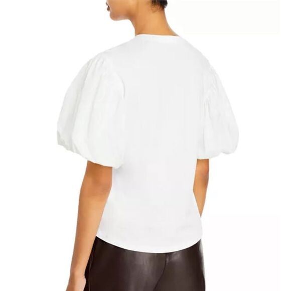 A.L.C. Cassandra Puff Ballon Short Sleeve Cotton White Relaxed Top M - Picture 3 of 16